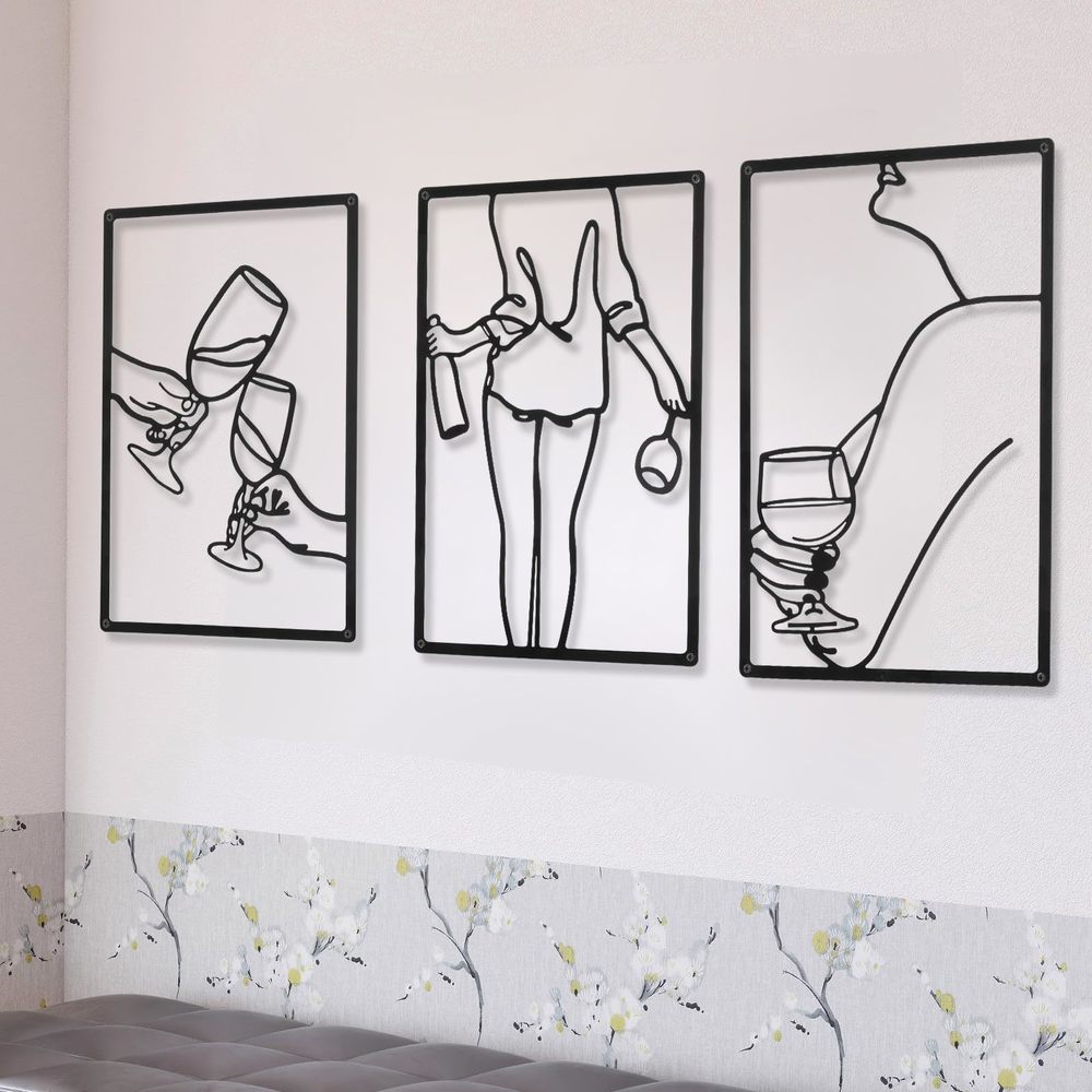 3 Pieces Metal Minimalist Abstract Woman Wall Art Line Drawing Wall Art Decor🐥